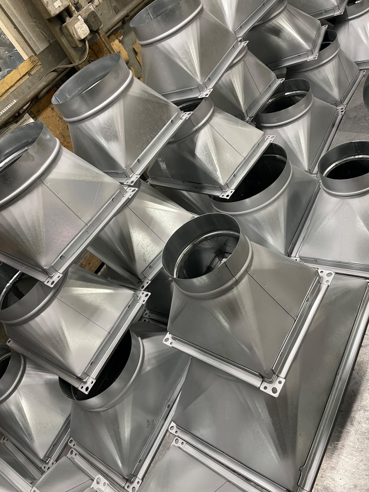 Fabricated ductwork fittings in the Airduct workshop