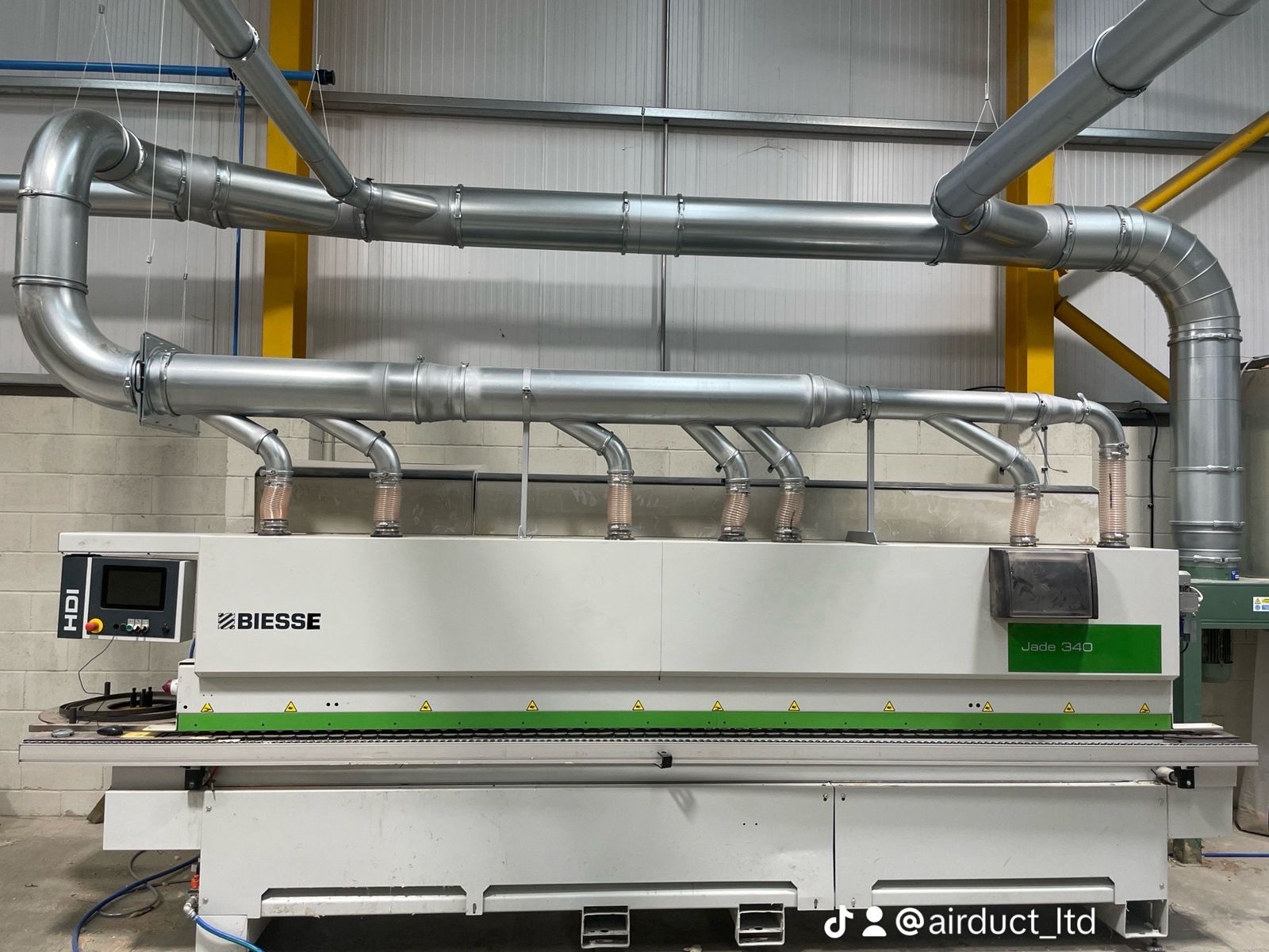 Machine extraction ductwork